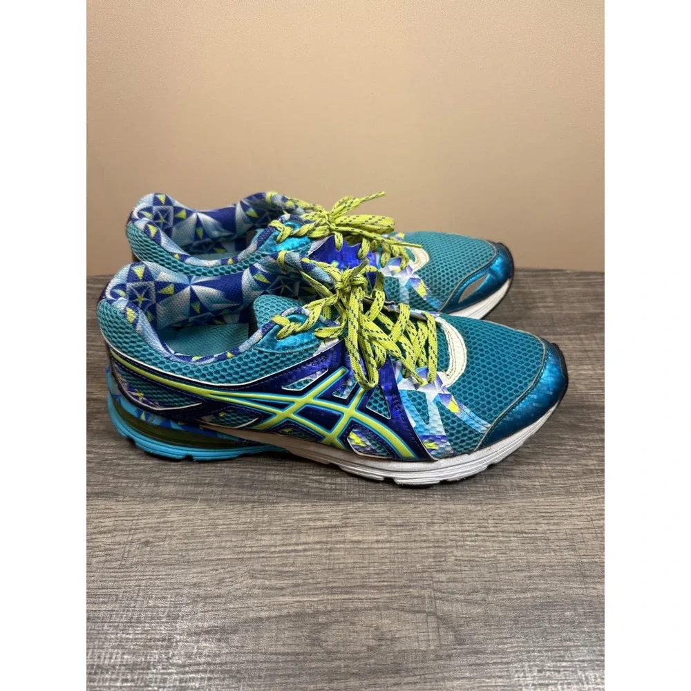 ASICS Gel-Kayano 20 Womens Running Shoes Teal Blue Lime Geometric T3N7N Size 10